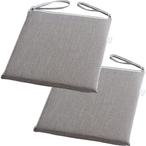 Lot de 2 Coussin de Chaise, Lin Lavable, Mousse Épaisse 45x45cm, Intérieur Extérieur