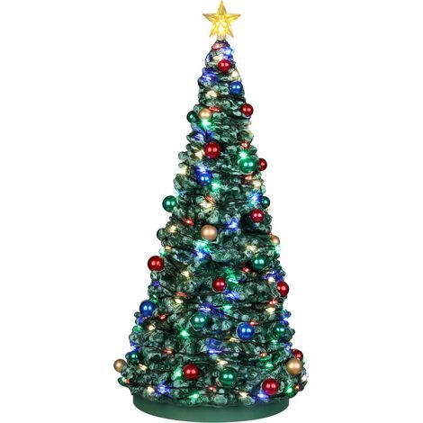 Lemax – Sapin lumineux extérieur 4,5V – Dimensions 11,5 x 11,5 x 24,5 cm – Pour décorations de Noël – 24954 (1/2)