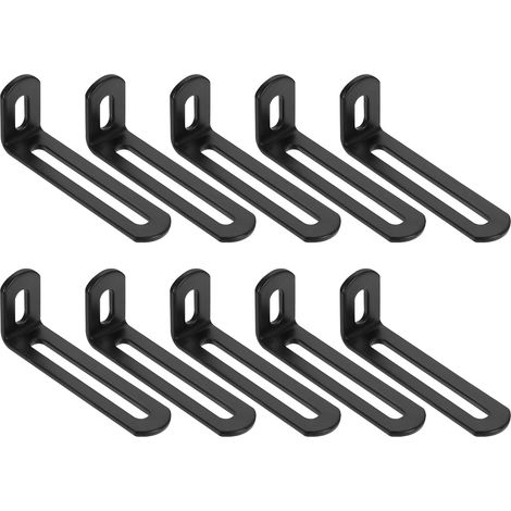 CCYKXA Lot de 10 équerres réglables à angle droit, équerres d'angle fendues en forme de L de 81 mm, support en L en acier à 90 degrés pour étagères, construction de meubles en bois, noir (1/4)