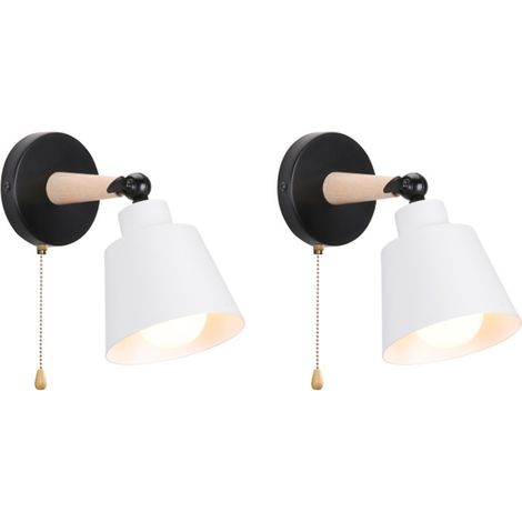 2PCS Aplique De Pared Moderno Blanco Aplique De Pared Retro Minimalista Lámpara De Pared Interior E27 Para Dormitorio, Pasillo