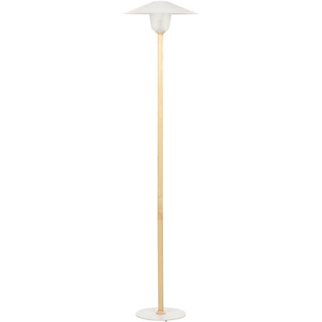 Lampada da terra moderna Base in legno massiccio Paralume a cono bianco Moppy