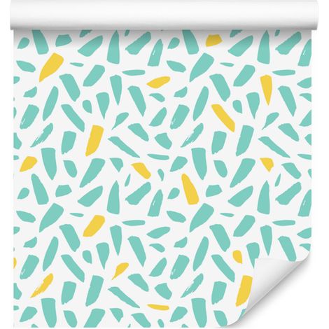 Tapete „Pinselstriche“ in Weiß und Mint für Wohn- und Schlafzimmer, 50 x 1000 cm (1/5)