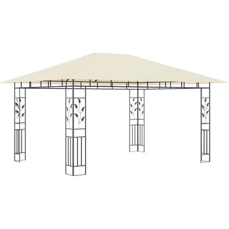 Tonnelle Barnum de Jardin, Pavillon, Pergola, Tente de jardin, avec moustiquaire 4x3x2,73 m Crème 180 g/m² OIB5969E (1/5)