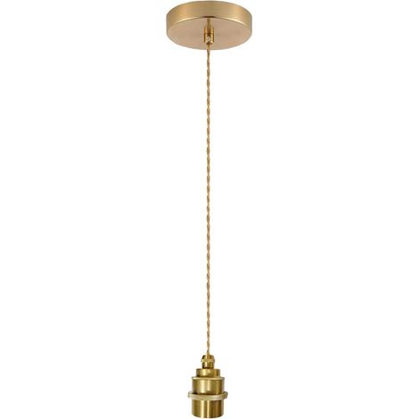Suspension Luminaire E27 Douille Ampoule avec Cable 150cm Réglable Doré Rétro Support de Lampe E27 Plafond avec Câble Vintage Compatible avec Abat-jour pour Salon Chambre Cuisine (1/5)