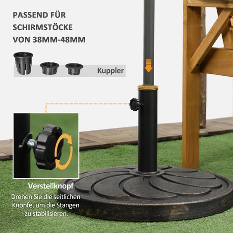Support parasol extérieur résistant aux intempéries Ø53 x 33H cm noir (1/4)