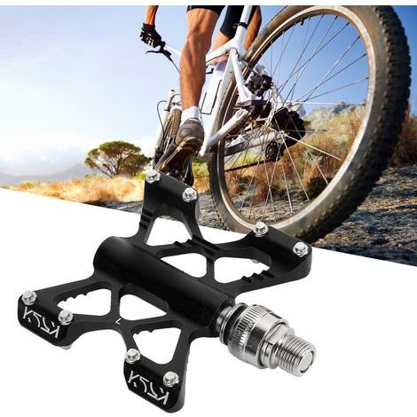 1 par de pedales de bicicleta LP Litepro K5 de liberación rápida en aleación de aluminio para bicicletas de montaña, de carretera y plegables - Rodamientos de alta calidad - Negro (1/5)