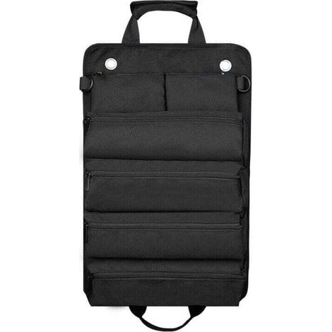 Trousse à outils d'électricien, enroulable, sac à outils d'électricien, sac de rangement, sac suspendu, ensemble de quincaillerie pour voiture - Noir (1/4)