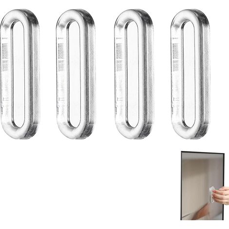 Lot de 4 poignées de porte coulissantes ovales transparentes et autocollantes en PU, adhérence instantanée pour portes vitrées, fenêtres, tiroirs (1/5)