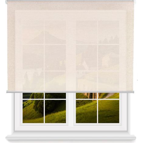 WellHome Estor enrollable translúcido con cadena PVC, 180x140cm Lino (1/5)
