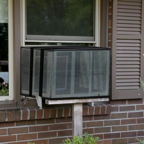 Housse de climatiseur en tissu Oxford avec empiècements latéraux en maille, adaptée aux climatiseurs de fenêtre extérieurs, idéale pour l'hivernage, la protection contre le vent et la pluie, et prolon (1/4)