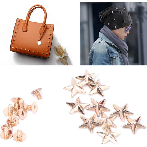 10 pièces rivets étoile métalliques or 14mm pour décoration cuir, accessoires sacs et projets créatifs DIY (1/4)