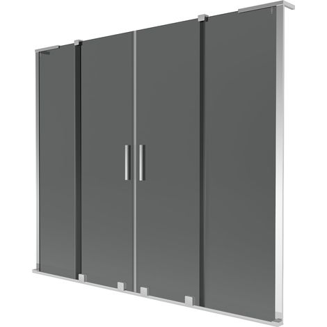 Mexen Velar L Duo mampara de ducha corredera de 2 paneles 180 x 150 cm, grafito, cromo - 896-180-003-42-01 (1/2)