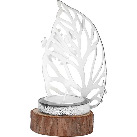 Bougeoir décoratif en forme de flocon de neige, style vintage, en bois et fer forgé, artisanat, cadeau (1/5)