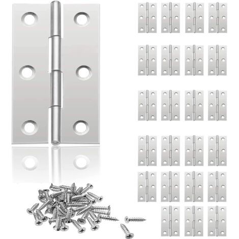 24 Pièces Charniere Porte Placard, Charniere Inox, Charniere Porte Cuisine, Charnières Porte En Acier Inox Pour Meubles Matériel Armoire Garde Porte Tiroir Diy, Avec 150 Pièces Vis (Argent) (1/5)