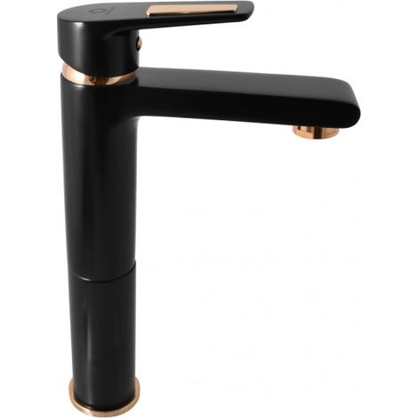 Mitigeur lavabo haut COLORADO en laiton noir mat doré H. 26 cm (1/3)