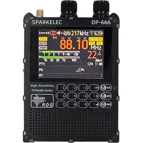Récepteur radio à bande complète avec écran tactile IPS haute sensibilité, noir. (1/5)
