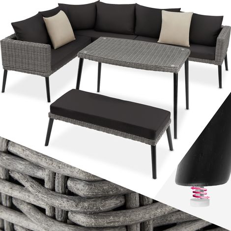 Salon en rotin avec cadre aluminium gris (1/5)