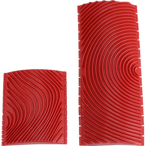 Set de 2 brosses murales en caoutchouc effet bois, outil de peinture à texture, motif scumble rouge (1/5)