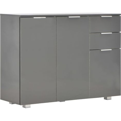 Aparador buffet cómoda mueble mueble de almacenaje organizador cocina salón brillante 107 x 35 x 80,5 cm gris 020031815