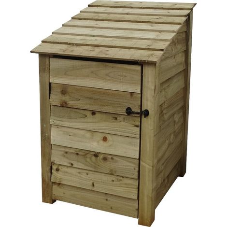 Wooden log store, with door (W-79cm, H-126cm, natural light-green finish) (1/2)