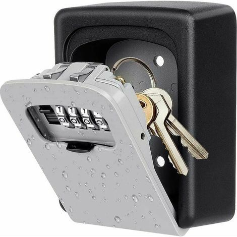 Secure Key Box, Wall-Mounted Key Box, Key Box with 4-Digit Code, High Security, Waterproof and Rustproof, for Indoor and Outdoor Use, Home, Office, Garage, School, Gymnasium (1/5)