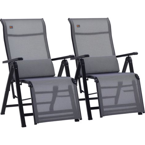 Sdraio da Giardino Zero Gravity Set 2 Pz, Regolabile su 9 Livelli, con Cuscini, 65x70x111cm, Grigio
