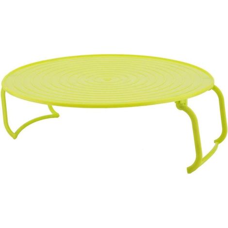 Soporte para bandeja de horno microondas, soporte multifuncional de plástico para bandejas de horno, con asas y plato, color verde. (1/5)
