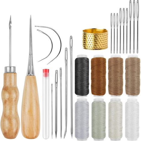 27 Pièces Aiguilles Couture Cuir Kit,Kit de Réparation Cuir (1/5)