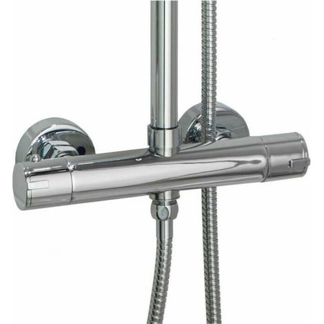 Runde thermostatische Duscharmatur mit zwei Auslässen – Messingkörper – ABS-Griff – Universalanschluss M 1/2 und M 3/4
