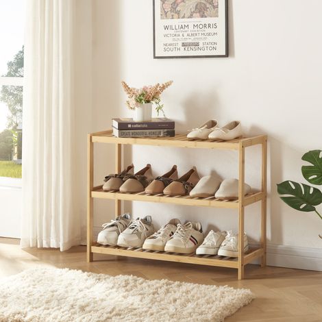 Zapatero Dammfleth de 3 niveles para 9 pares bambú 55 x 68 x 27 cm - Natural [en.casa]