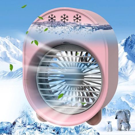 Acondicionador de aire evaporativo portátil 3 en 1, enfriador de aire personal USB con humidificador y luz de colores, tamaño mini - KZQ (1/4)