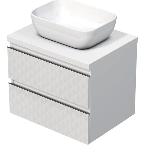 Cube Way 60x47,5x46 cm mobile da bagno sospeso 2 cassetti con piano + lavabo, bianco opaco (CUBE3D46602ZBKD)