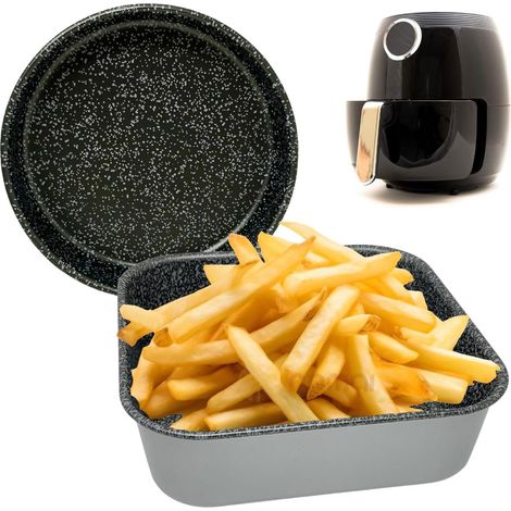 Plat Pour Air Fryer 20x20 + Moule Round 18CM, Adapté au Lave-Vaisselle, Aluminium, Accessoires Air Fryer, Plat Air Fryer, Moule Air Fryer, Accessoire Air Fryer