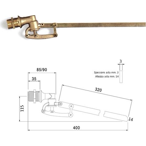 Rubinetto a galleggiante asta piatta ottone da 1" 649700OL1 - -  GIUSEPPE TIRINNANZI - -