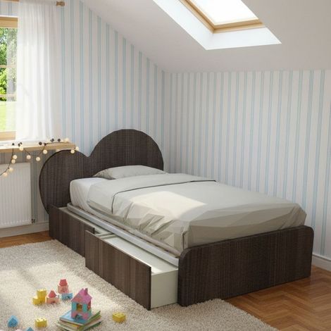 Letto a cuore 1 piazza e mezza con cassettoni - 120x190 cm - Made in Italy - Olmo jerez scuro (1/5)