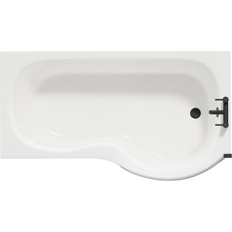 Wholesale Domestic Plage 1500mm Right Hand P Shaped Shower Bath with Matt Black Bath Screen and White Acrylic Front Bath Panel (1/5)