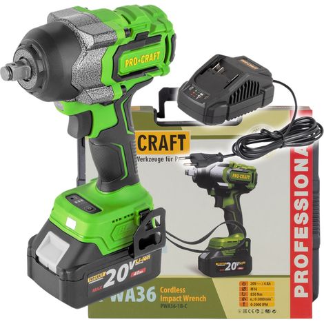 Avvitatore a batteria Procraft PWA36-1B-C 20 V 850 Nm 1/2" Brushless + 1x batteria 4,0 Ah + caricabatteria + valigetta