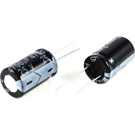 2 Pièces Condensateur Électrolytique Radial 4700uF 25V 105°C Noir 26x16mm (1/3)