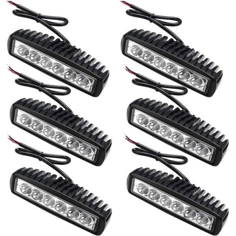 6 x 18W LED de travail 12V 24V offroad projecteur pour tracteur, excavatrice, Projecteurs, IP67 - Noir