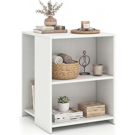 Table d'Appoint, Bout de Canapé à 3 Niveaux, Étagères Ouvertes, Patins Antidérapants, Petit Meuble de Rangement en Bois, Table de Salon, 40x40x50 cm (1/3)