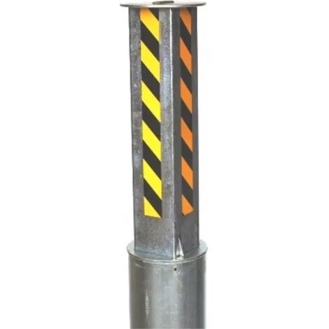 Ultra Secure – Poteau télescopique haute résistance 535 mm – Acier galvanisé – Clefs distinctes – Loquet et cadenas intégrés – Bandes réfléchissantes jaunes et noires (1/5)