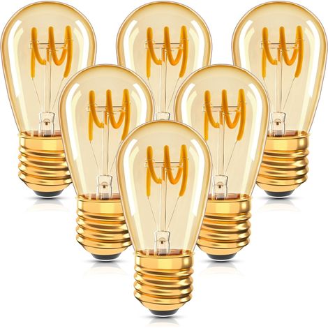 Lot de 6 Ampoules LED E27 Vintage à Filament Spirale ST45/S14 3 W Lumière Ambrée Non Dimmable 2200 K Blanc Très Chaud 150 lm Équivalent à 25W Ampoule Incandescente, Rétro Antique Lampe Décorative (1/5)
