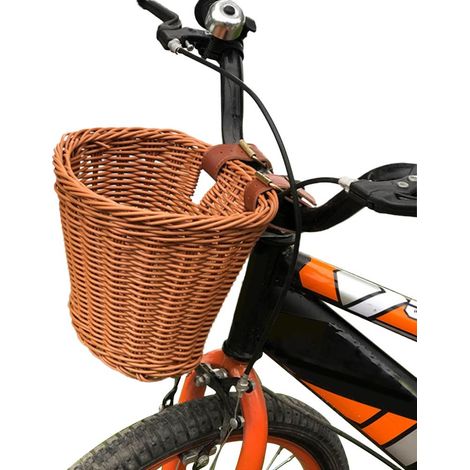 Panier vélo enfant en osier plastique, panier avant guidon pour enfants, rangement porte-bagages vélo pour courses (1/5)