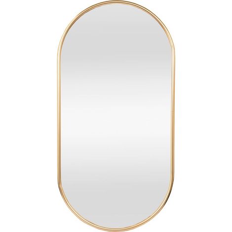 Specchio da parete ovale 40 x 60 cm – Cornice in alluminio dorato – Installazione verticale/orizzontale – Per ampliare visivamente lo spazio (1/2)
