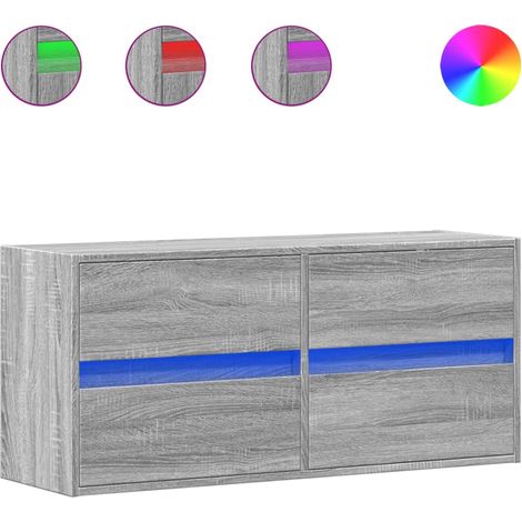 Mobile TV Armadietto TV Mobile Porta TV a Parete con Luci LED Grigio Sonoma 100x31x45 cm (1/5)