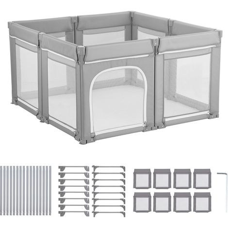 Parc de jeu bébé 200x178 cm, pliable, avec porte zippée et filet respirant, idéal intérieur/extérieur pour enfants en bas âge. (1/5)