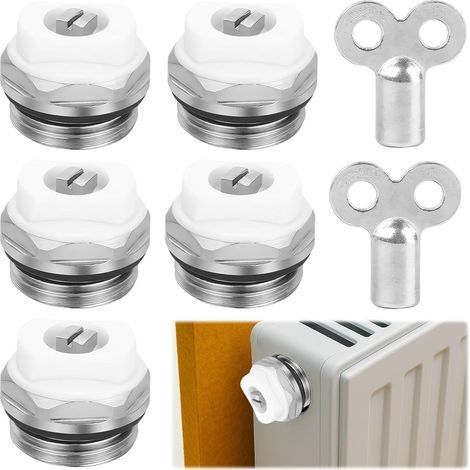 7 pièces Vanne De Purge, Bronze, Clé Incluse, Radiateur Standard, Chauffage Central (1/5)