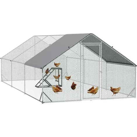 PawHut Walk-in Chicken Run with Chicken Activity Shelf and Cover, 3 x 6 x 2m (1/5)