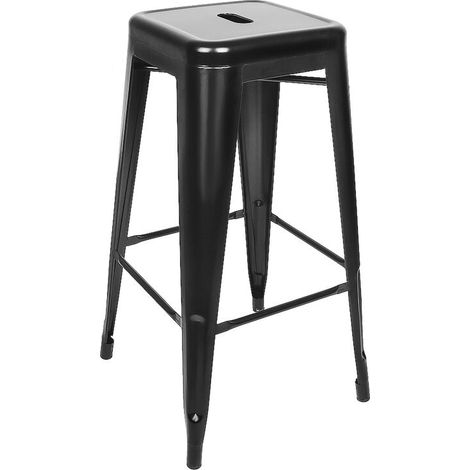 Tabourets de Bar Empilables Métal 2 PCS Noir (1/4)