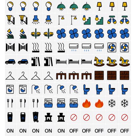 Etiquette Interrupteur, Decalque Interrupteur 100 Pcs, Etiquette Panneau, PVC Sans Residu Icone Texte pour Maison, Bureau, Location